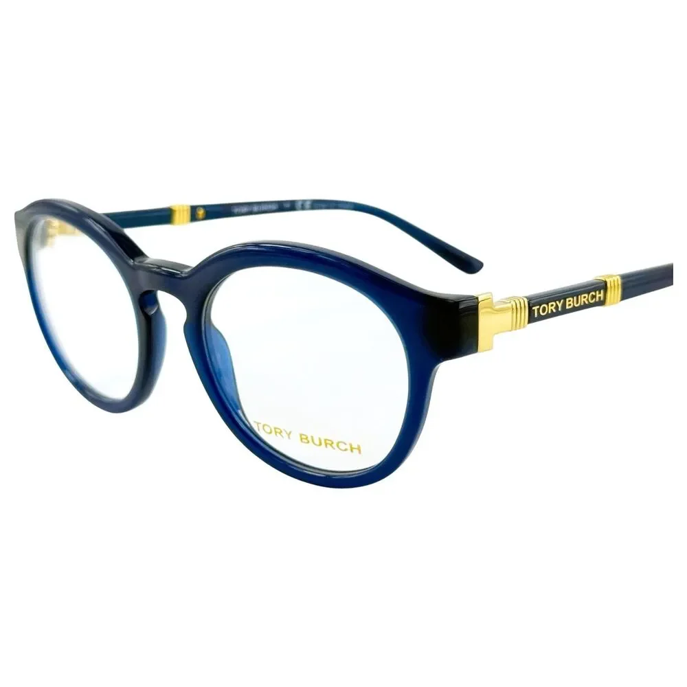 Tory Burch TY2076 Womens Round Plastic Eyeglass Frame 1656 Navy 48-19